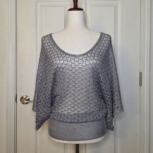 NWT Y2K Deadstock The Limited Grey Silver Metallic Knitted Beaded Slouch Top